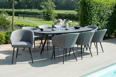 Maze Rattan Ambition 8 seat oval Dining Set In Weatherproof Fabric