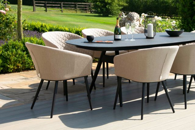 Maze Rattan Ambition 8 seat oval Dining Set In Weatherproof Fabric