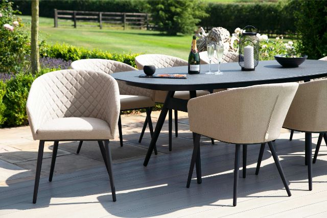 Maze Rattan Ambition 8 seat oval Dining Set In Weatherproof Fabric