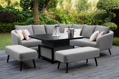 Maze Rattan Ambition Corner Dining Set with Rising Table In Weatherproof Fabric