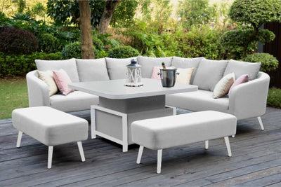 Maze Rattan Ambition Corner Dining Set with Rising Table In Weatherproof Fabric