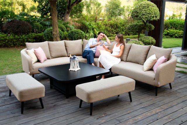 Maze Rising Table Rattan Maze Rattan Ambition Corner dining Set with Rising table Weatherproof ...