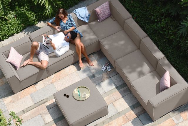 Maze Rattan Apollo Large Corner Sofa Group In Weatherproof Fabric