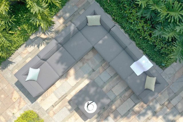 Maze Rattan Apollo Large Corner Sofa Group In Weatherproof Fabric