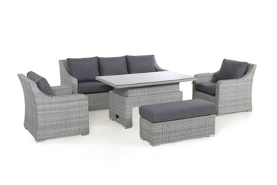 Ascot 3 Seat sofa Dining Set with Rising Table and Weatherproof Cushions by Maze Rattan