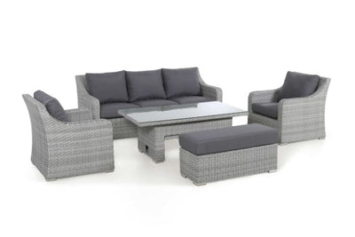 Ascot 3 Seat sofa Dining Set with Rising Table and Weatherproof Cushions by Maze Rattan