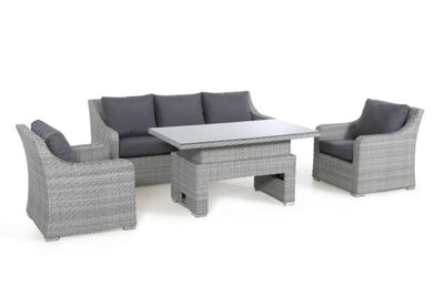 Ascot 3 Seat sofa Dining Set with Rising Table and Weatherproof Cushions by Maze Rattan