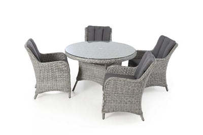 Ascot 4 Seat Round Dining Set with Weatherproof Cushions by Maze Rattan - Gardenbox