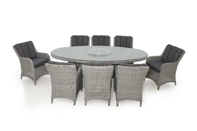 Ascot 8 Seat Oval Dining Set with Weatherproof Cushions by Maze Rattan - Gardenbox