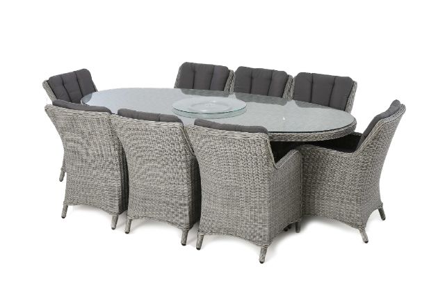 Ascot 8 Seat Oval Dining Set with Weatherproof Cushions by Maze Rattan - Gardenbox