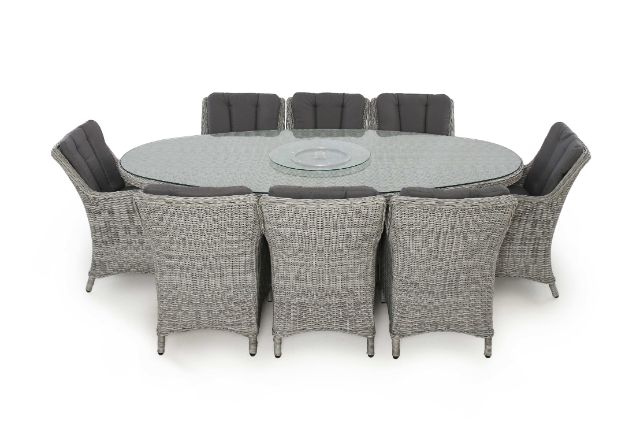 Ascot 8 Seat Oval Dining Set with Weatherproof Cushions by Maze Rattan - Gardenbox