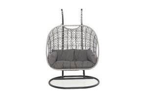 Ascot Double Hanging Chair with Weatherproof Cushions by Maze Rattan - Gardenbox