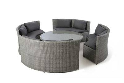 Ascot Round Sofa Dining Set with Rising Table & Weatherproof Cushions by Maze Rattan - Gardenbox