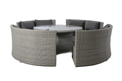 Ascot Round Sofa Dining Set with Rising Table & Weatherproof Cushions by Maze Rattan - Gardenbox