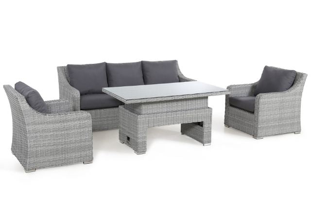 Ascot 3 Seat sofa Dining Set with Rising Table and Weatherproof Cushions by Maze Rattan