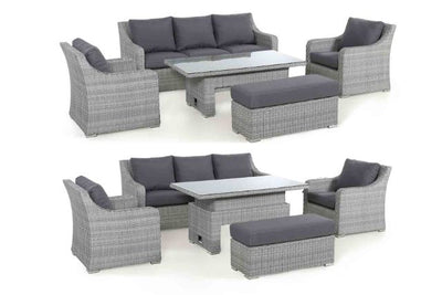 Ascot 3 Seat sofa Dining Set with Rising Table and Weatherproof Cushions by Maze Rattan