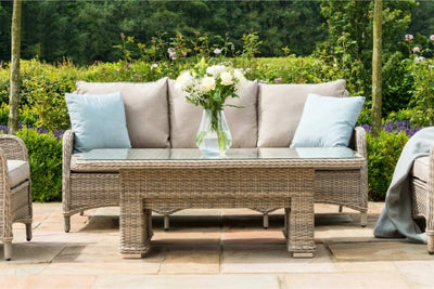 Cotswold 3 Seater Sofa Dining Set with Rising Table by Maze Rattan