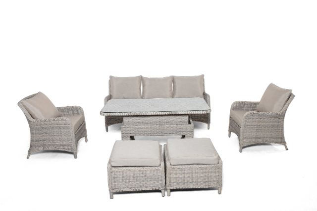 Cotswold 3 Seater Sofa Dining Set with Rising Table by Maze Rattan