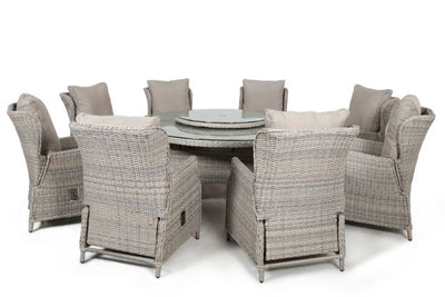 Cotswold Reclining 8 Seat Round Dining Set with Lazy Susan by Maze Rattan