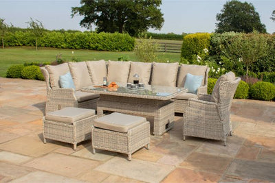 Cotswold Reclining Corner Dining Set with Rising Table & Chair by Maze Rattan - Gardenbox