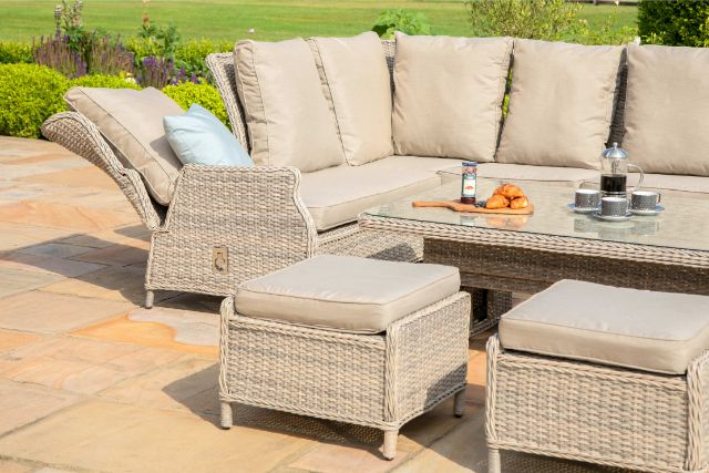 Cotswold Reclining Corner Dining Set with Rising Table & Chair by Maze Rattan - Gardenbox