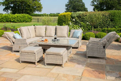 Cotswold Reclining Corner Dining Set with Rising Table & Chair by Maze Rattan - Gardenbox
