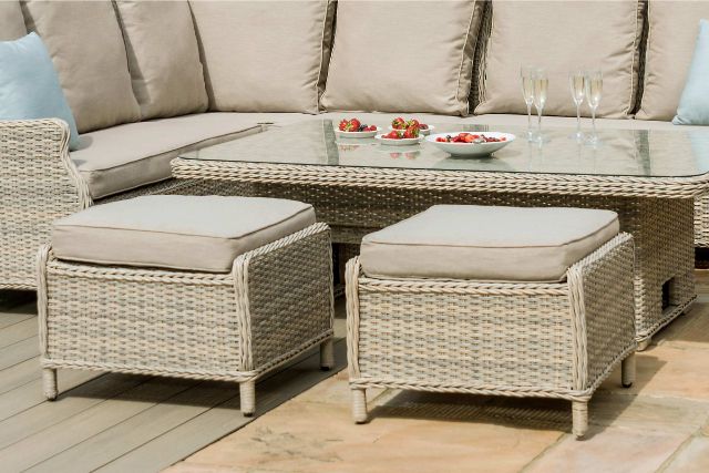 Cotswold Reclining Corner Dining Set with Rising Table & Chair by Maze Rattan - Gardenbox