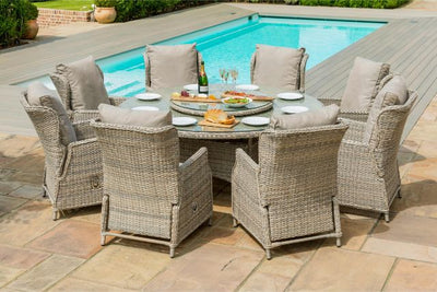 Cotswold Reclining 8 Seat Round Dining Set with Lazy Susan by Maze Rattan