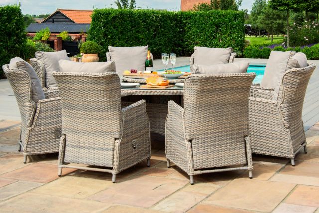 Cotswold Reclining 8 Seat Round Dining Set with Lazy Susan by Maze Rattan