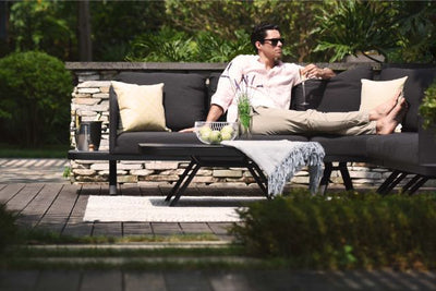 Maze Rattan Cove Corner Sofa Group In Weatherproof Fabric
