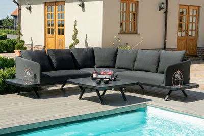 Maze Rattan Cove Corner Sofa Group In Weatherproof Fabric