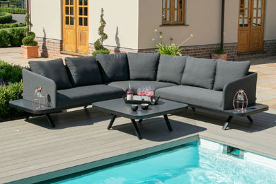 Maze Rattan Cove Corner Sofa Group In Weatherproof Fabric