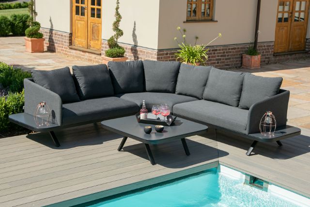 Maze Rattan Cove Corner Sofa Group In Weatherproof Fabric