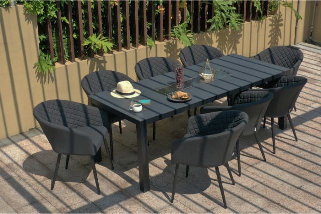 Maze Rattan Ambition 8 seat rectangular Fire Pit Dining Set