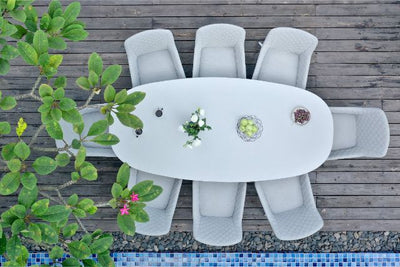 Maze Rattan Zest 8 Seat Oval Dining Set In Weatherproof Fabric