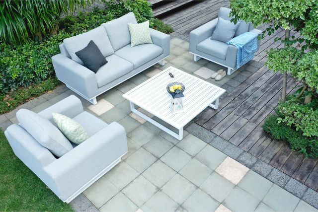 Maze Rattan Ethos 2 Seat Sofa Set In Weatherproof Fabric