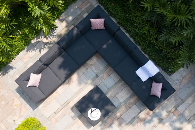 Maze Rattan Apollo Large Corner Sofa Group In Weatherproof Fabric