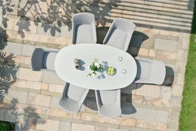 Maze Rattan Zest 6 Seat Oval Dining Set In Weatherproof Fabric