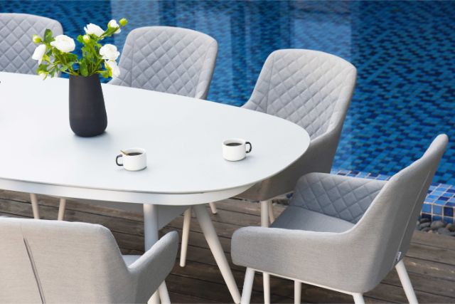Maze Rattan Zest 8 Seat Oval Dining Set In Weatherproof Fabric