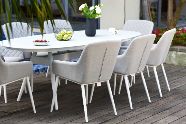 Maze Rattan Zest 8 Seat Oval Dining Set In Weatherproof Fabric