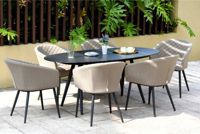 Maze Rattan Ambition 6 seat oval Dining Set In Weatherproof Fabric