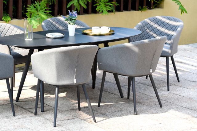 Maze Rattan Ambition 6 seat oval Dining Set In Weatherproof Fabric