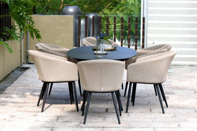 Maze Rattan Ambition 6 seat oval Dining Set In Weatherproof Fabric