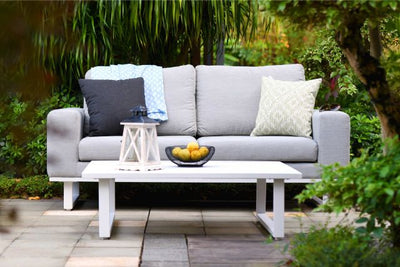 Maze Rattan Ethos 2 Seat Sofa Set In Weatherproof Fabric