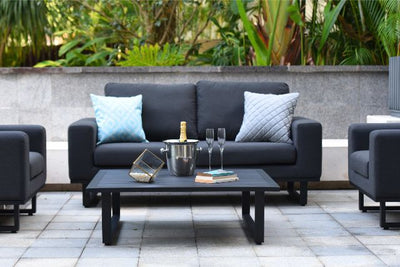 Maze Rattan Ethos 2 Seat Sofa Set In Weatherproof Fabric