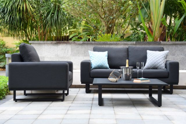 Maze Rattan Ethos 2 Seat Sofa Set In Weatherproof Fabric
