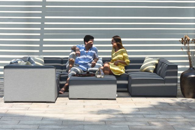 Maze Rattan Apollo Large Corner Sofa Group In Weatherproof Fabric