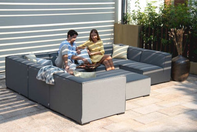 Maze Rattan Apollo Large Corner Sofa Group In Weatherproof Fabric
