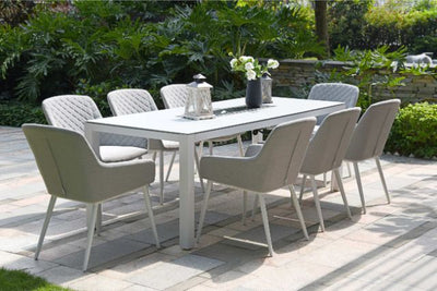 Maze Rattan Zest 8 seat rectangular Fire Pit Dining Set