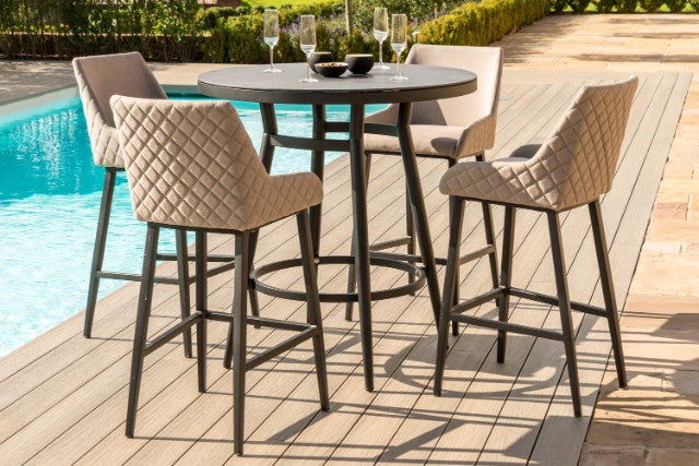 Maze Rattan Regal 4 Seat Round Bar Set In Weatherproof Fabric - Gardenbox